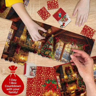 JingleBox™ Cozy Hearth Advent Puzzle 24 Days Christmas Countdown