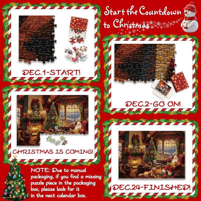 JingleBox™ Cozy Hearth Advent Puzzle 24 Days Christmas Countdown